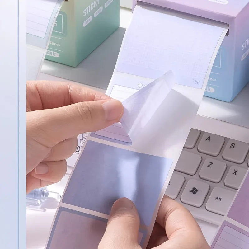 256pcs Pull-Out Sticky Notes Box | 8 Formats, Full Adhesive