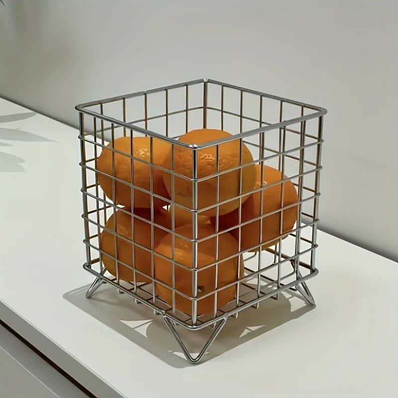 Metal Desk Storage Basket – Multi-Use Office Shelf Organizer