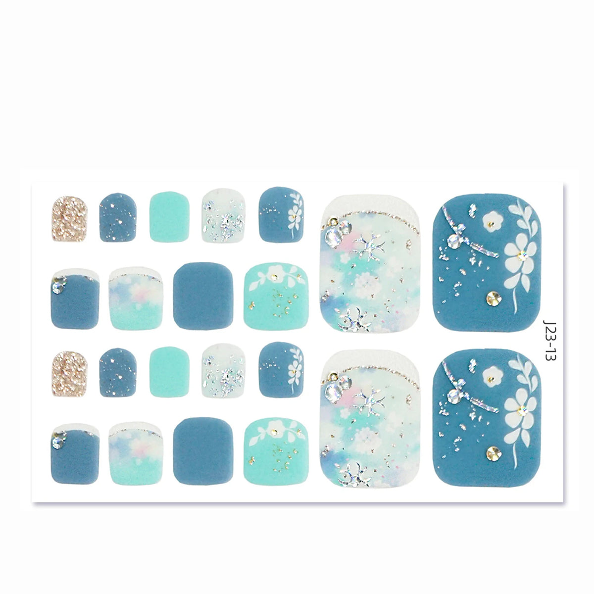 Glitter Toe Nail Stickers – 22-Tip Full Cover DIY Nail Art Decals