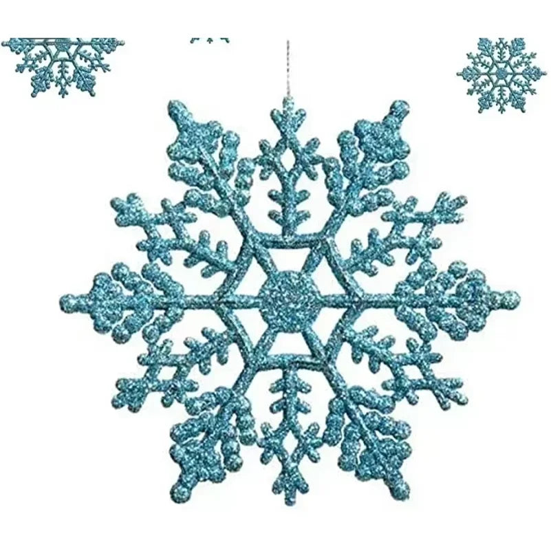 50-Pack Blue Glitter Snowflake Christmas Tree Ornaments