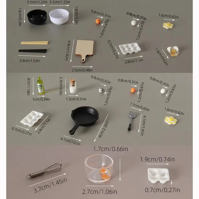 1:12 Dollhouse Mini Frying Pan Kitchenware Set | Kitchen Decor