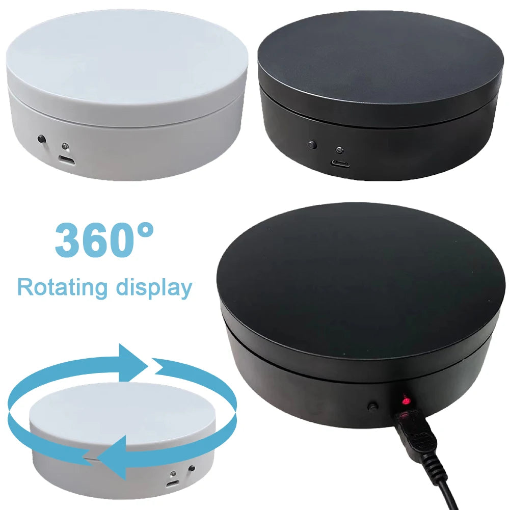 360° Electric Rotating Turntable 12cm – USB & Battery Display