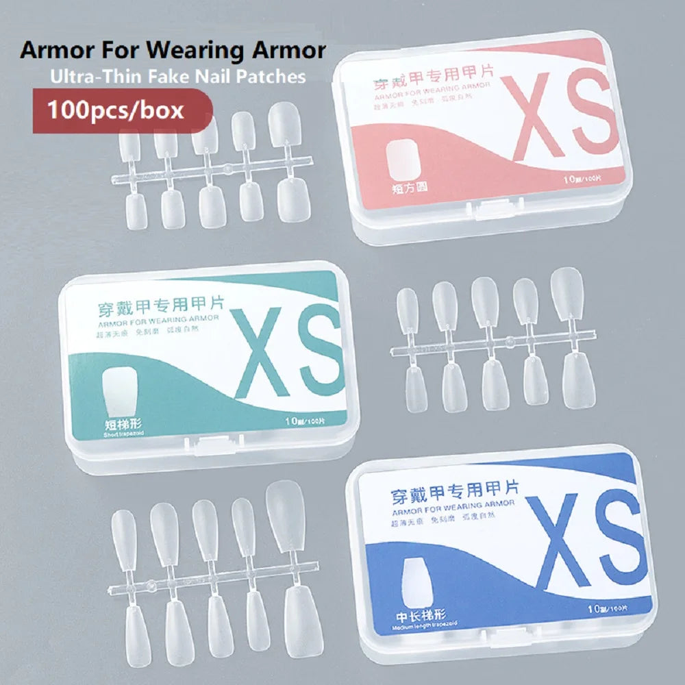 100pcs Full Cover Press On Nail Tips – Clear Ultra-Thin False Nails