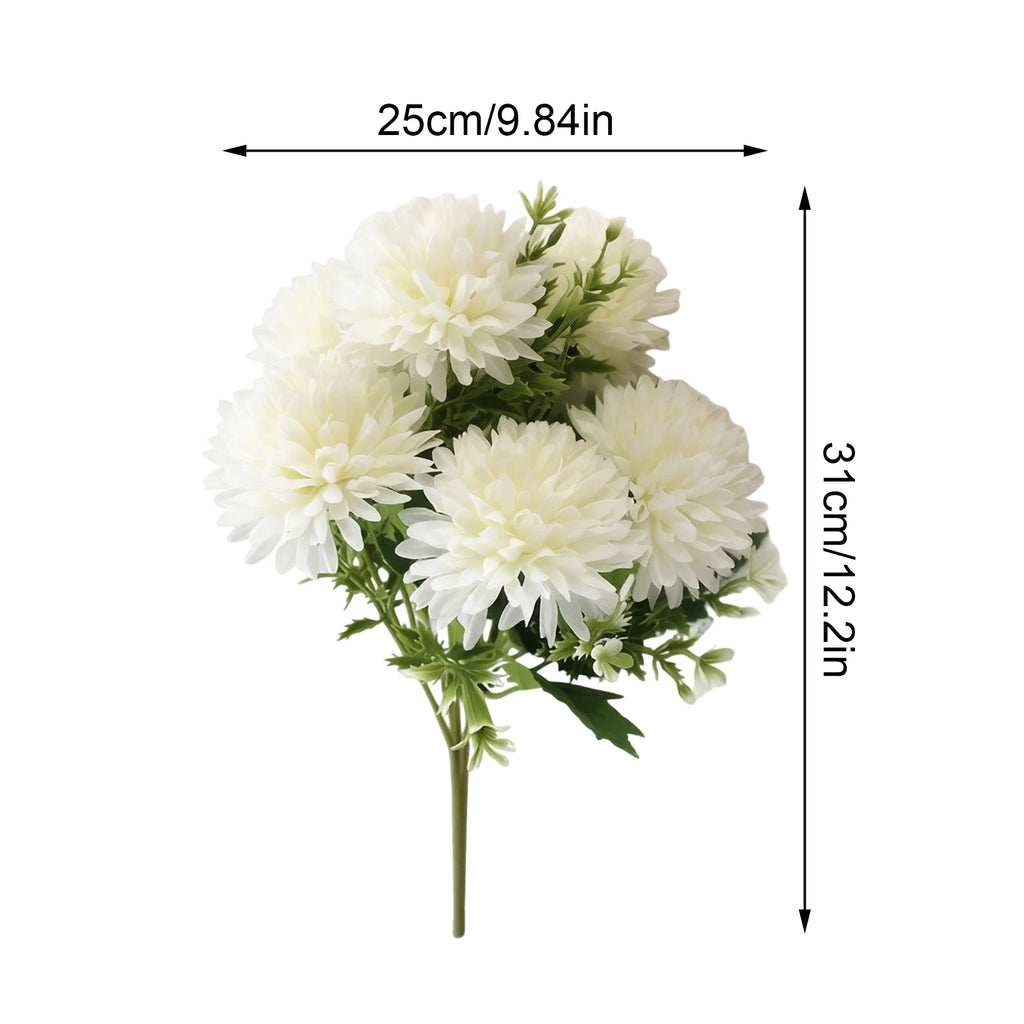Artificial Silk Chrysanthemum Pompom Bunches – 3-Pack Fall Decor