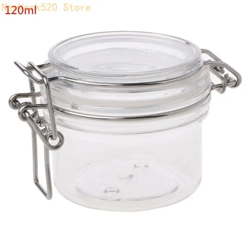 120ml Airtight Clip Top Storage Jar – Clear PET Round Container
