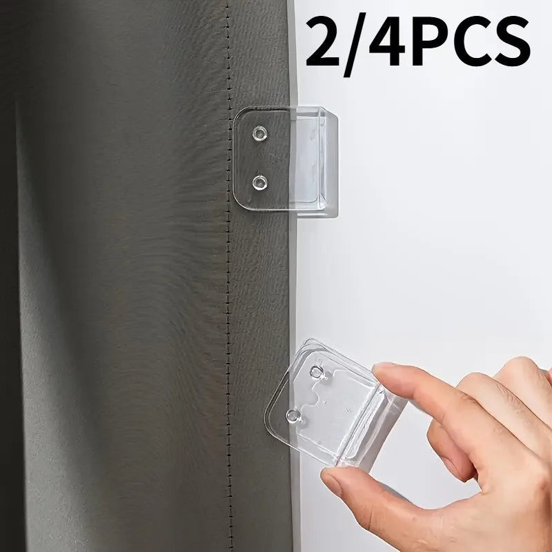 Transparent Curtain Clips 2/4 Pack – No-Drill Adhesive