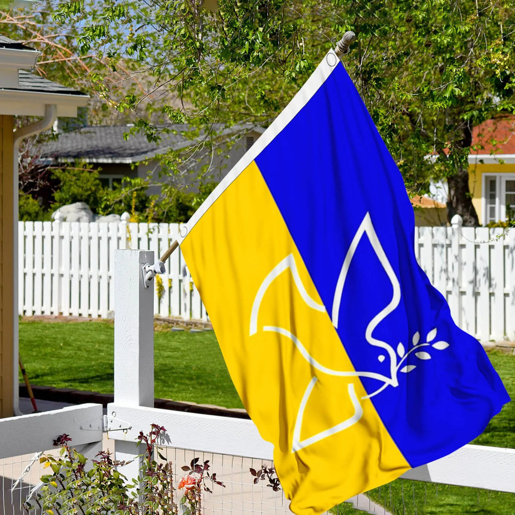 Blue Yellow Dove Olive Branch Peace Flag – Outdoor Banner