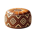 Boho Round Storage Ottoman Pouf Cover – PU Leather Waterproof