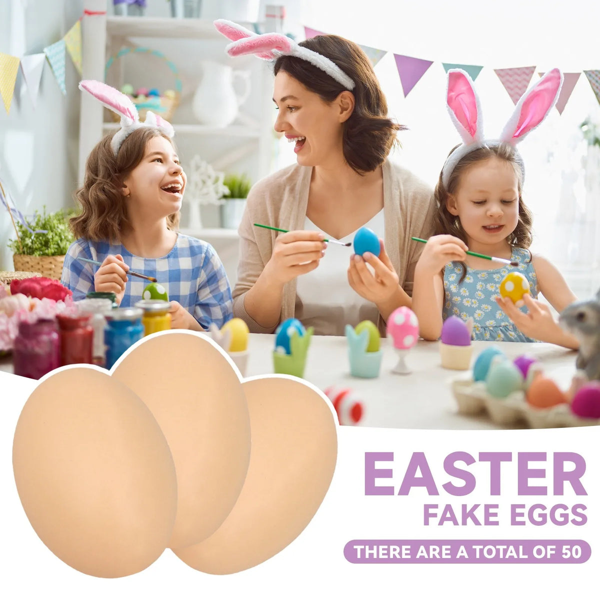 Plastic Fake Eggs DIY Easter Painting & Hen Breeding 5-50 Pcs
