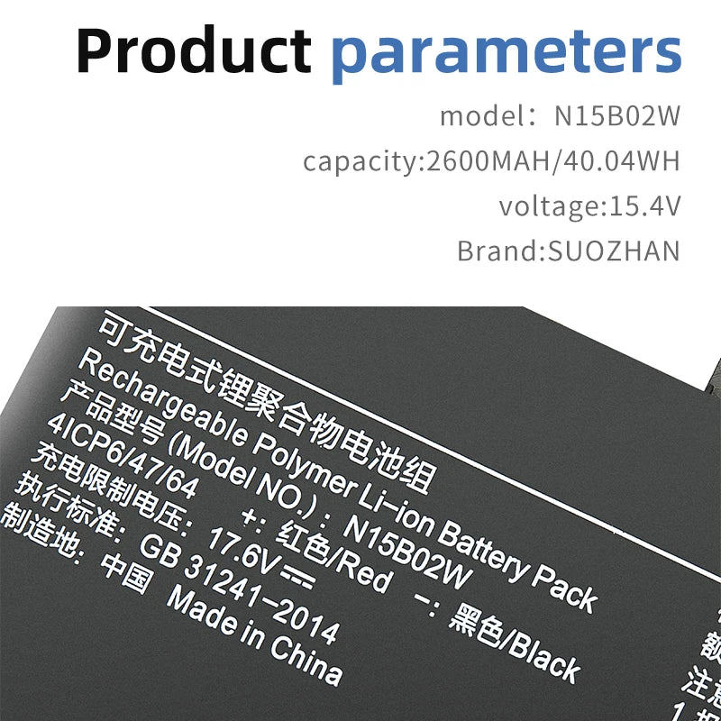 SUOZHAN Battery for Xiaomi XMA2011 XMA2001 N15B02W 15.4V 40Wh