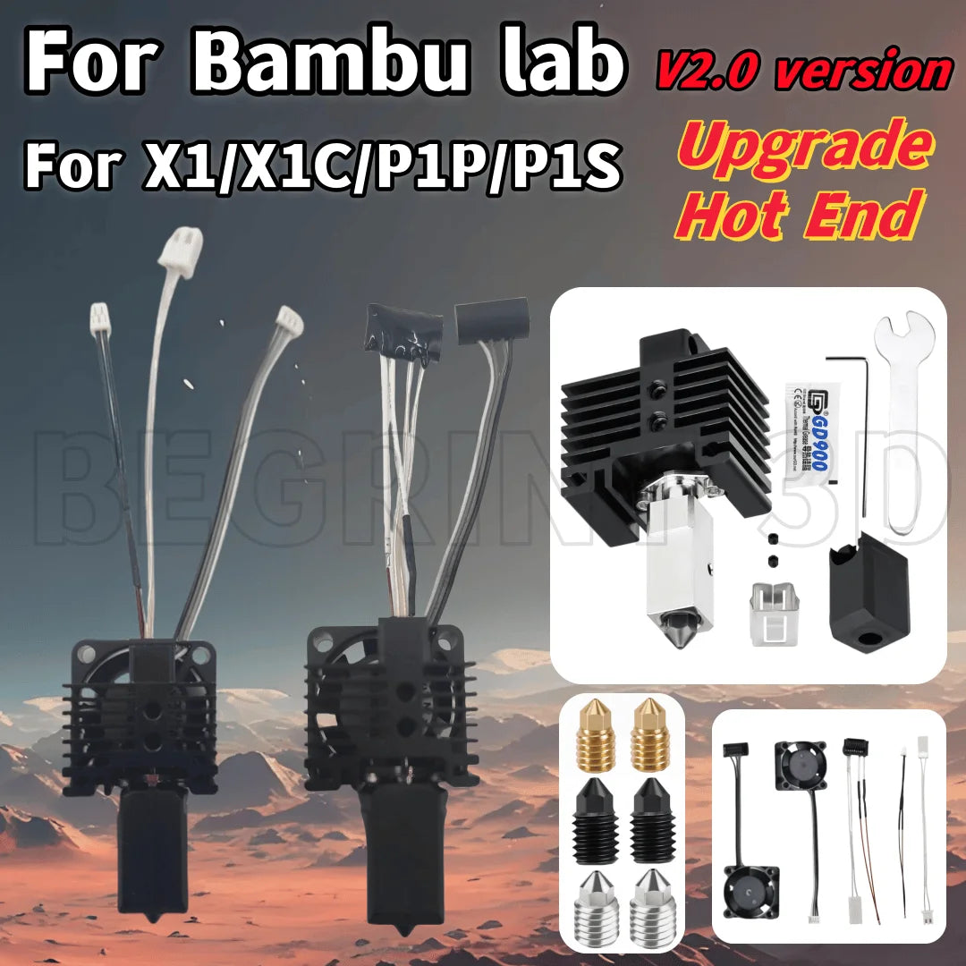 BEGRINT Hardened Brass Hotend Kit for Bambu Lab P1P P1S X1 X1C