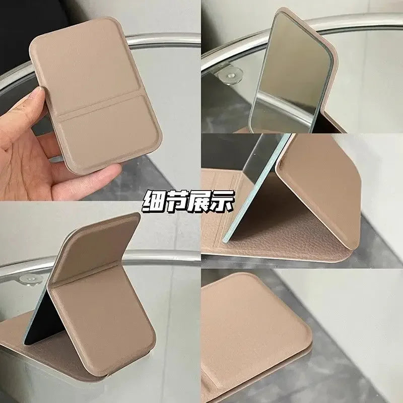 Foldable PU Leather Compact Makeup Mirror – Portable Pocket