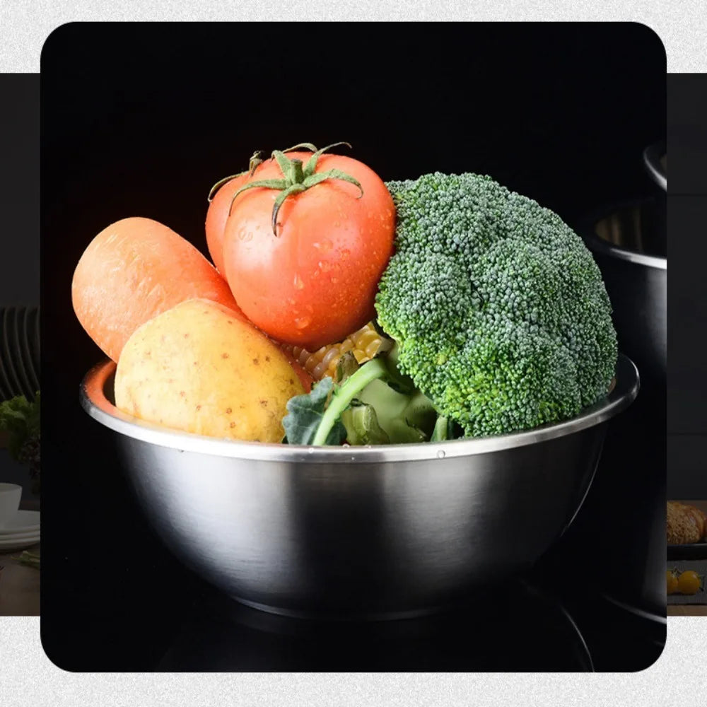304 Stainless Steel Deep Serving Plate – Polished Round Dish