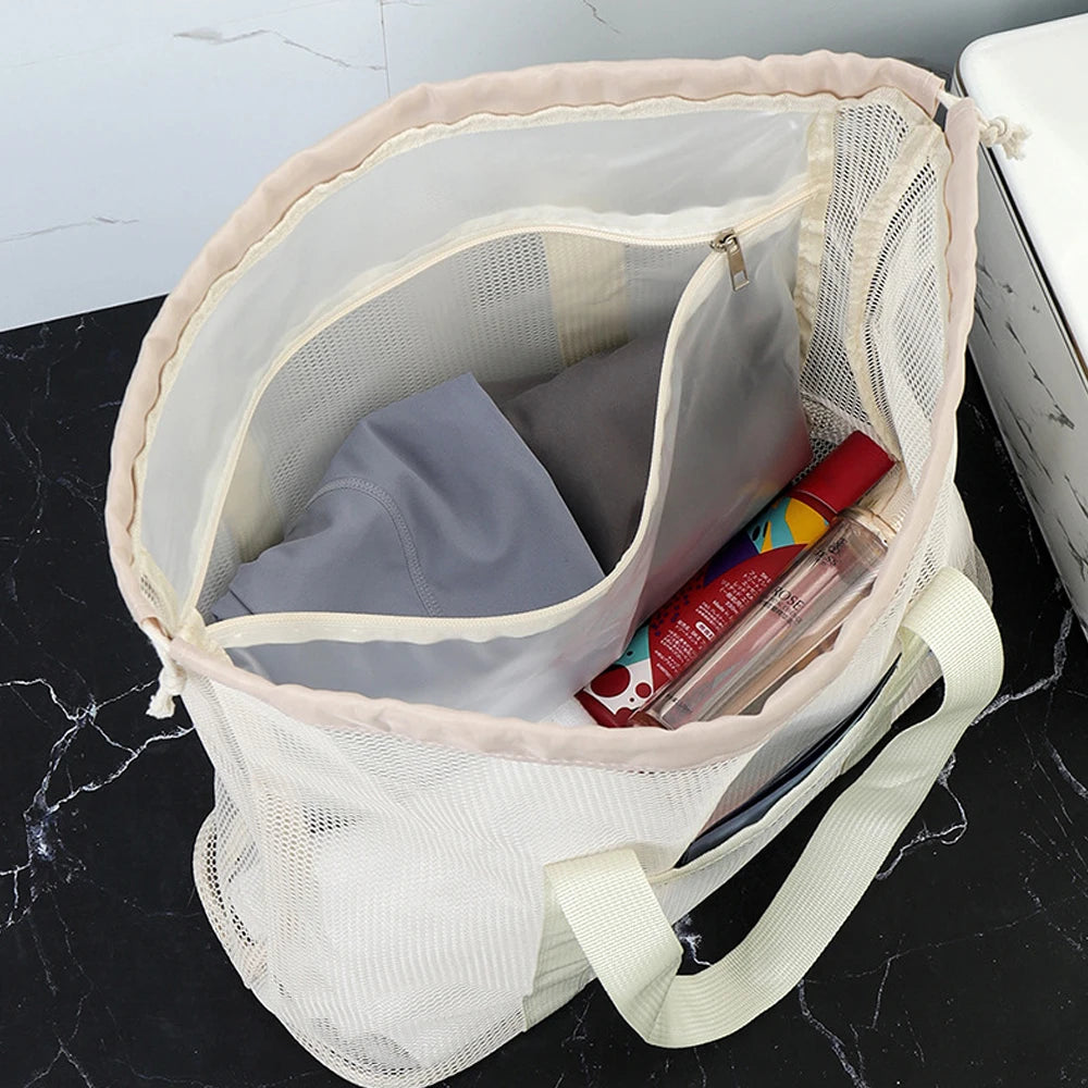 KindFuny Mesh Beach Bag – Drainage Tote Shoulder Bag