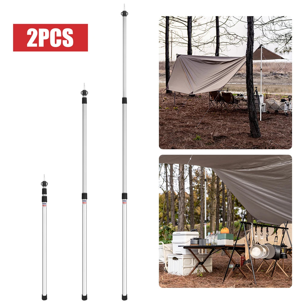 Aluminium Telescoping Tarp Poles 90–230cm | Camping Canopy