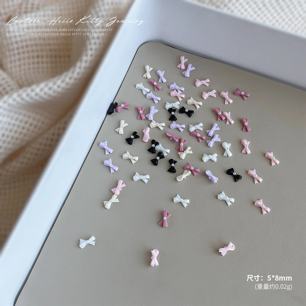 20pcs 3D Bowtie Nail Charms Pearl Bow Rhinestone Nail Art