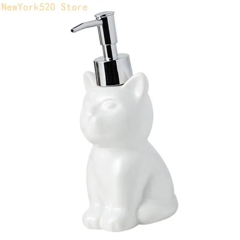 Ceramic Cat Soap Dispenser for Bathroom – Lotion & Shampoo Bottle