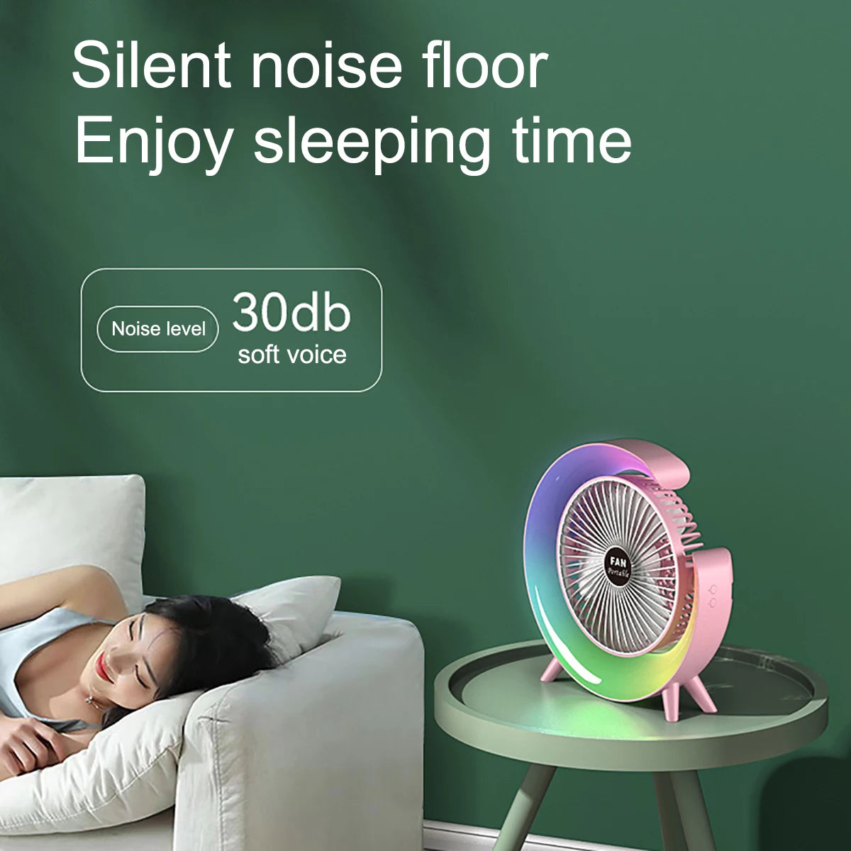 OREADEX Mini USB Desk Fan with LED Night Light – 3 Speeds