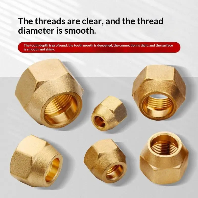 Brass Flare Nut HVAC AC Pipe Fitting 1/4" 3/8" 1/2" 5/8" 3/4"