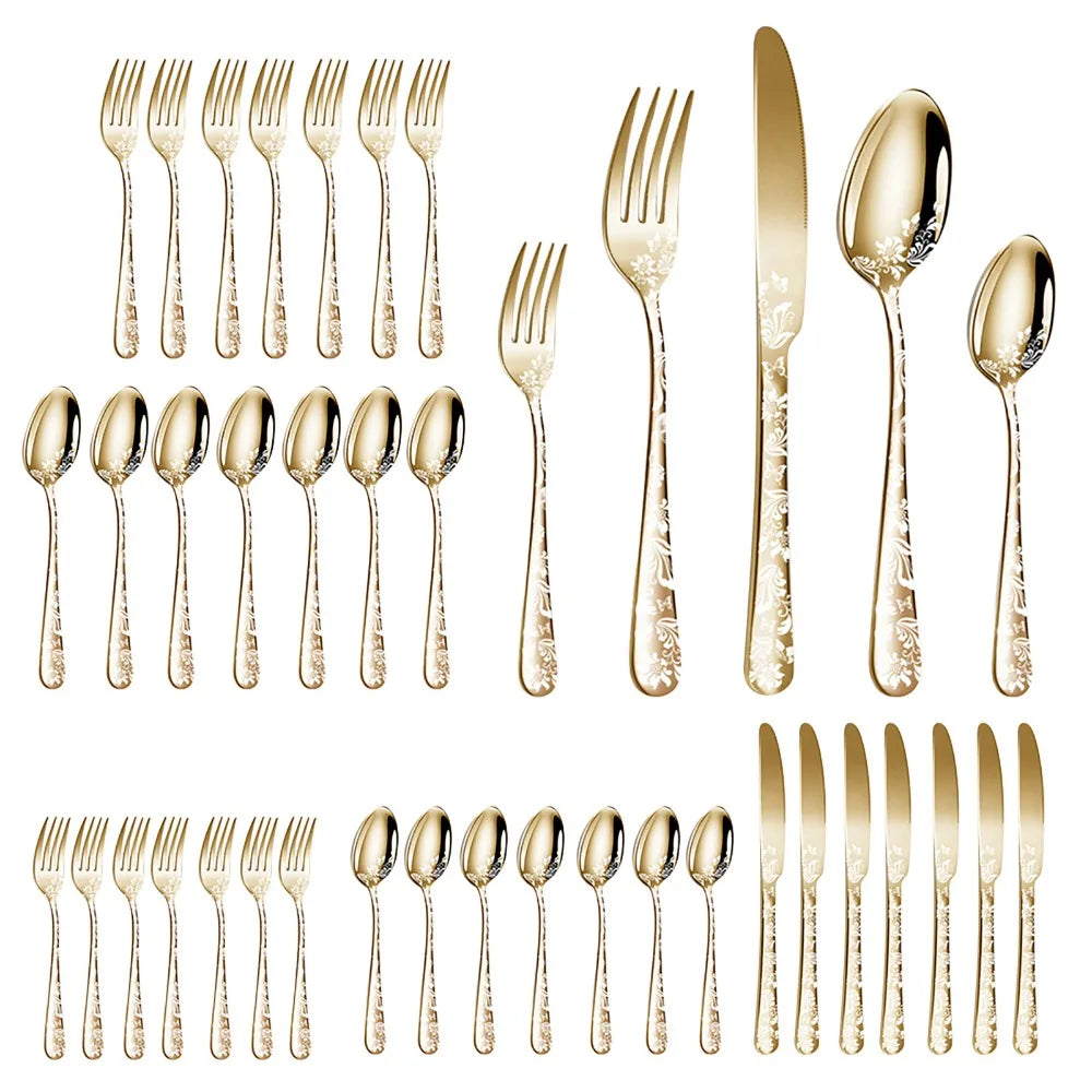 40-Piece Stainless Steel Flatware Set – Mirror Polished Silverware