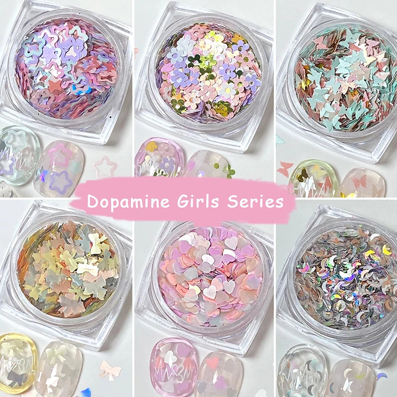 Nail Art Sequins 6 Shapes Glitter Manicure Decals – 1 Jar
