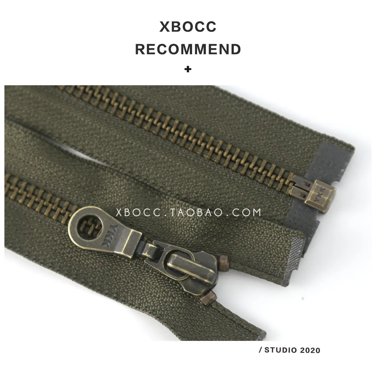 YKK No.5 Bronze Metal Zipper Army Green Cloth Nickel-Free