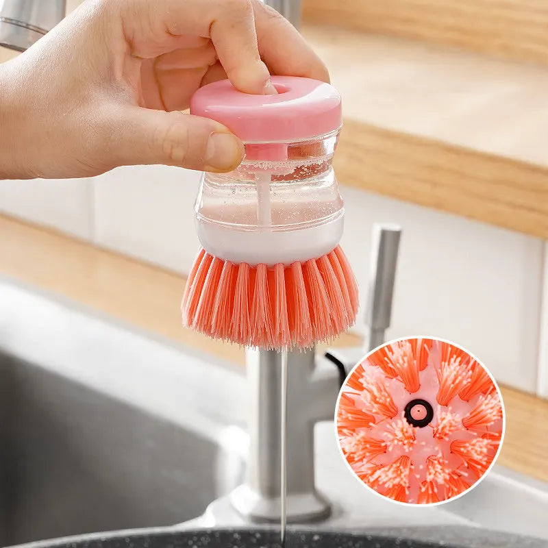 Press Soap Dispenser Dish Brush – Kitchen Pot Scrubber