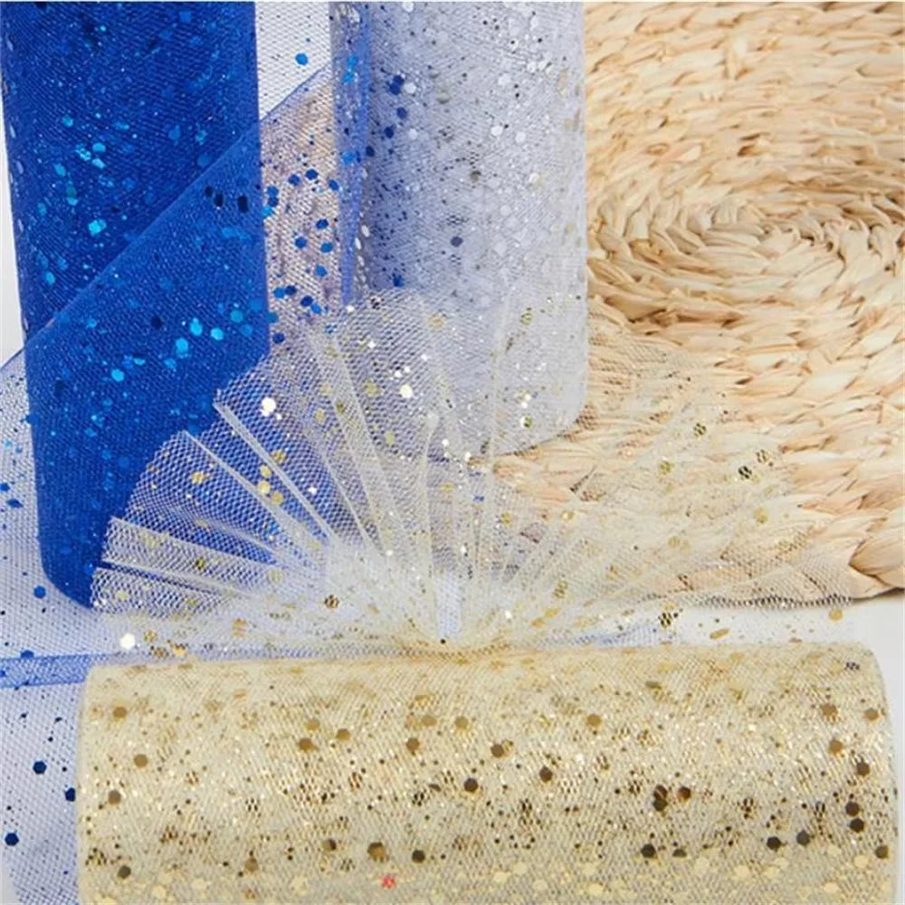 Glitter Sequin Mesh Tulle Fabric Roll 50 Yards DIY Decor Craft