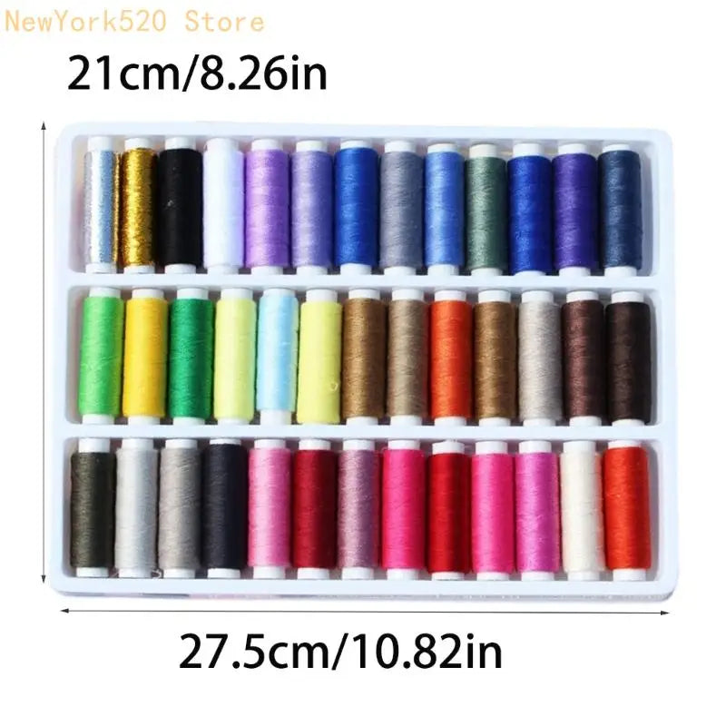 39-Spool Polyester Embroidery & Sewing Thread Set – 39 Colors