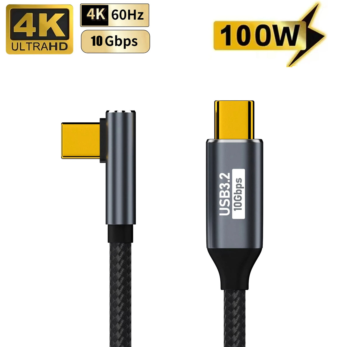 100W USB-C Gen2 Cable 10Gbps 4K@60Hz 5A Fast Charging Type-C