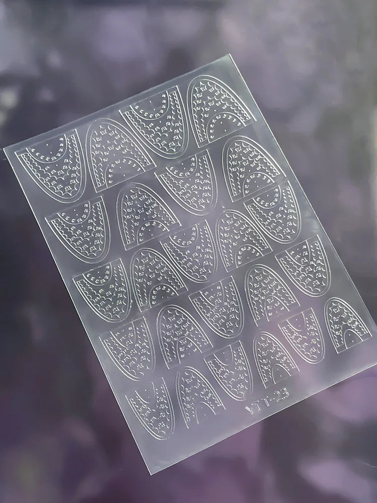 French Nail Art Stickers 3D Decals – Checkered & Heart Designs