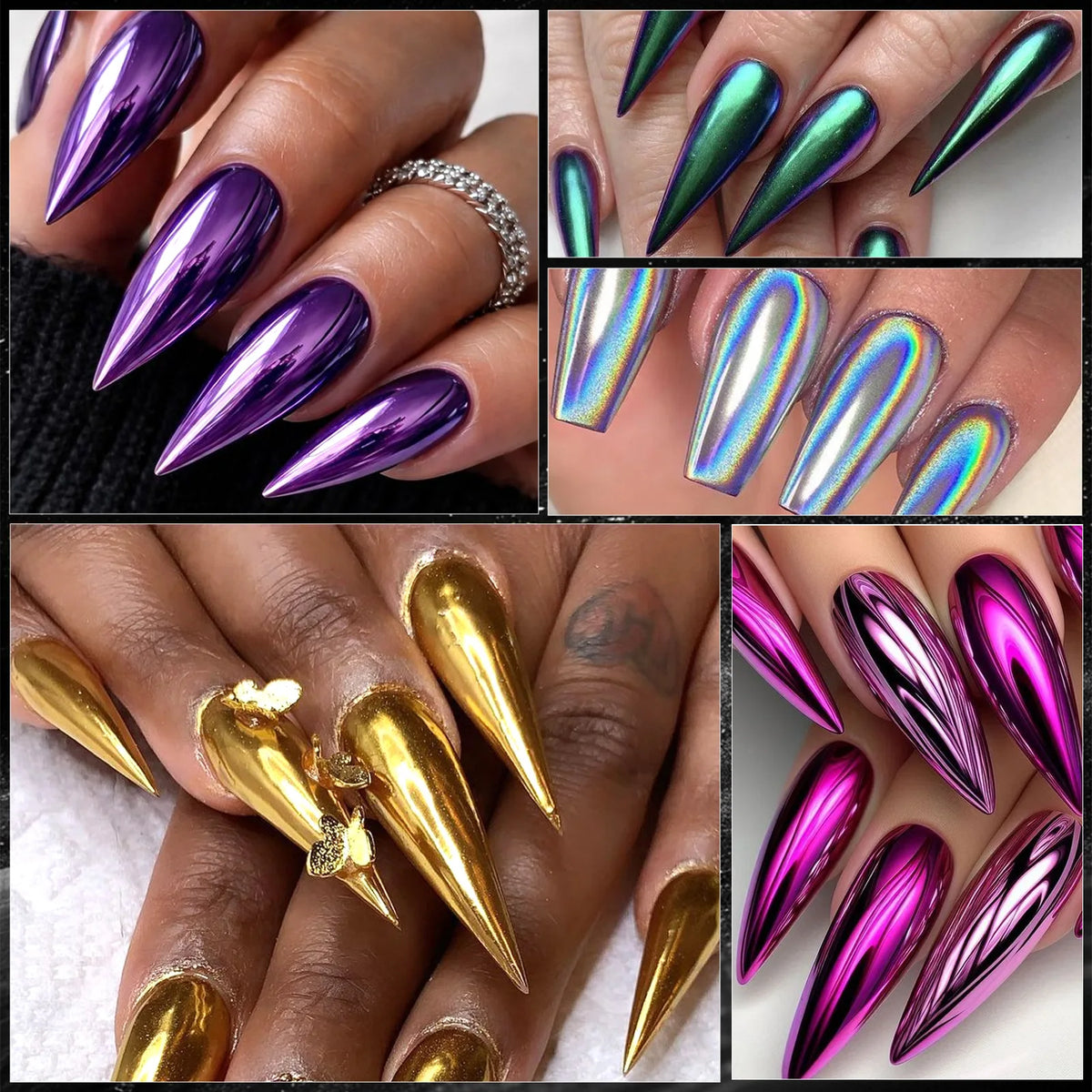 24-Color Opal Mirror Nail Powder – Laser Glitter Pigment Set