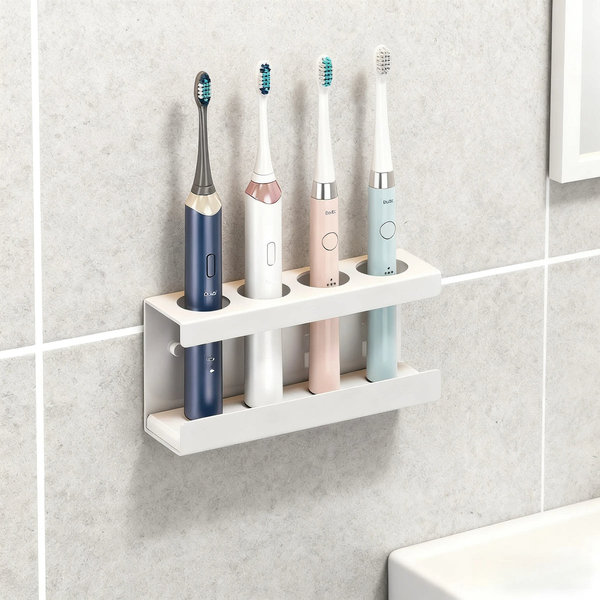 Wall-Mounted Stainless Steel Toothbrush Holder & Cup Organizer