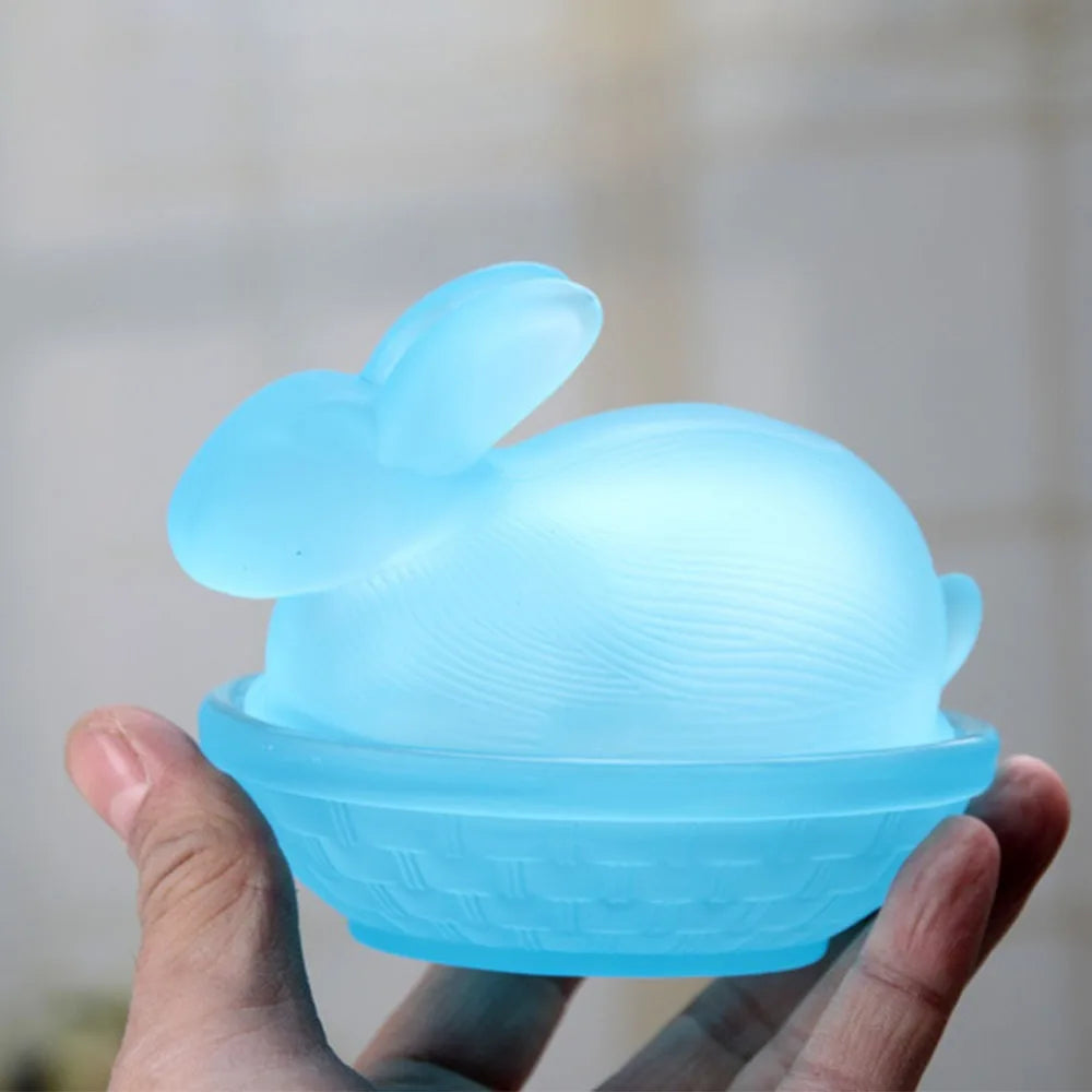 Rabbit-Shaped Crystal Glass Candy Dish with Lid – Easter Décor