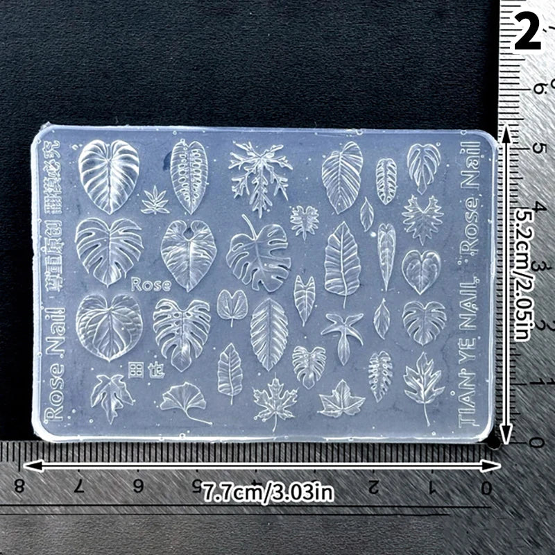 3D Silicone Nail Art Carving Mold – Monstera Leaf & Bird