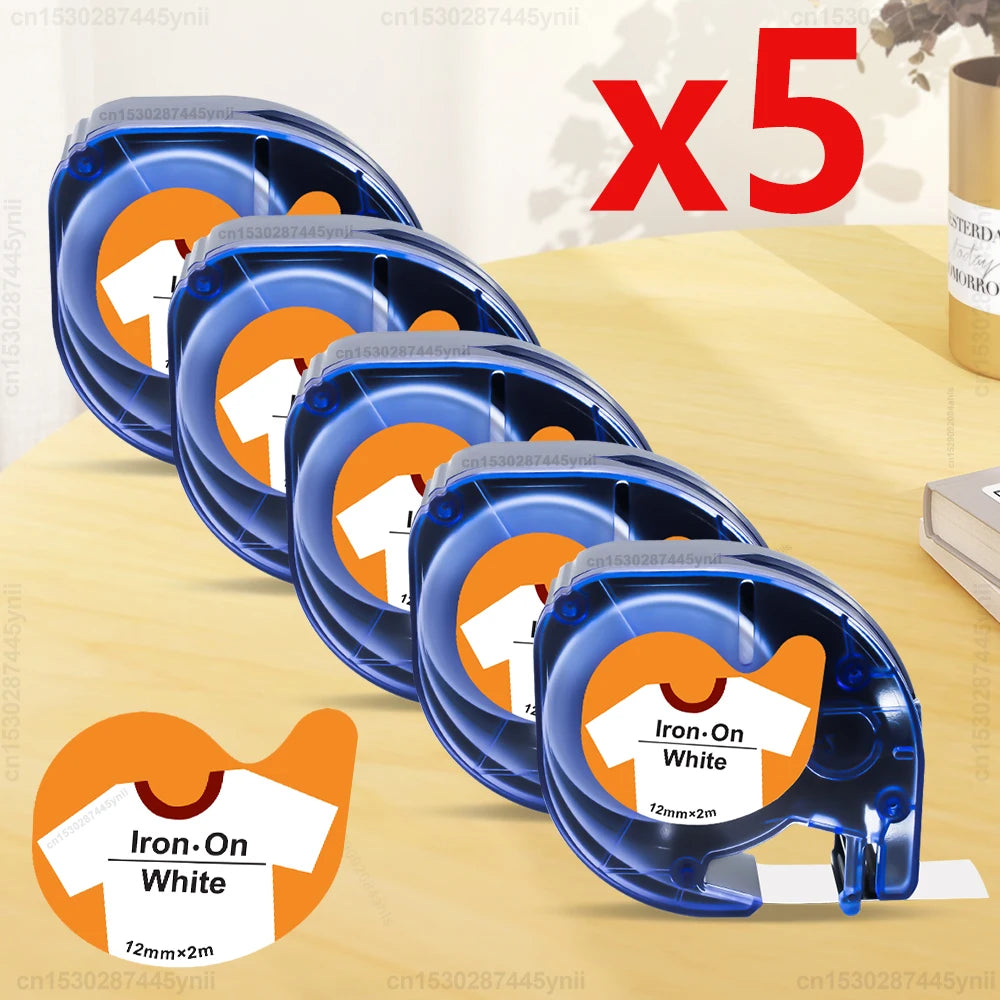 Labelwell 12mm Fabric Iron-On Label Tape for Dymo LetraTag 3/5 Pack
