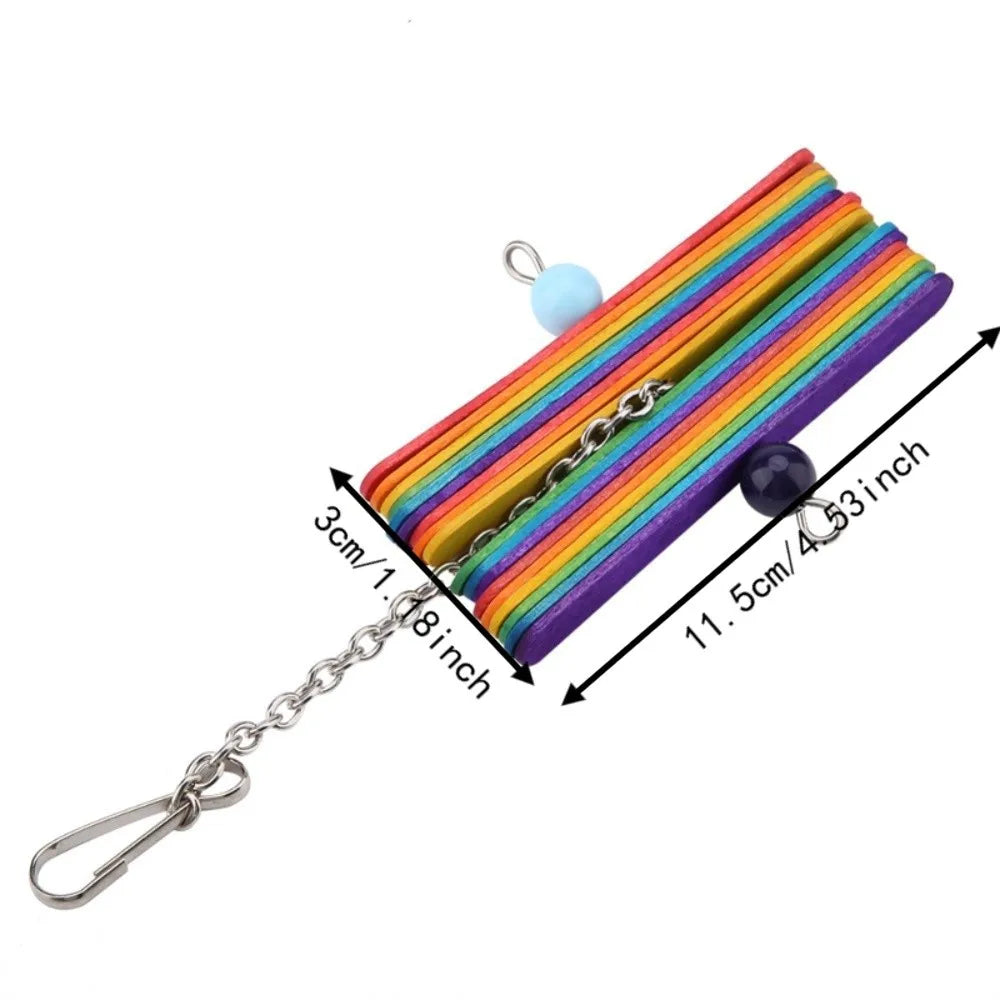 2-Pack Wooden Parrot Chew Toy – Hanging Colorful Beak Grinder