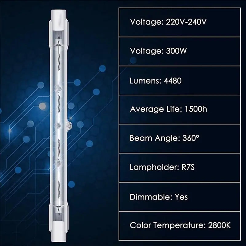 R7S 300W 118mm Dimmable Halogen Bulbs 6-Pack | J Type Linear