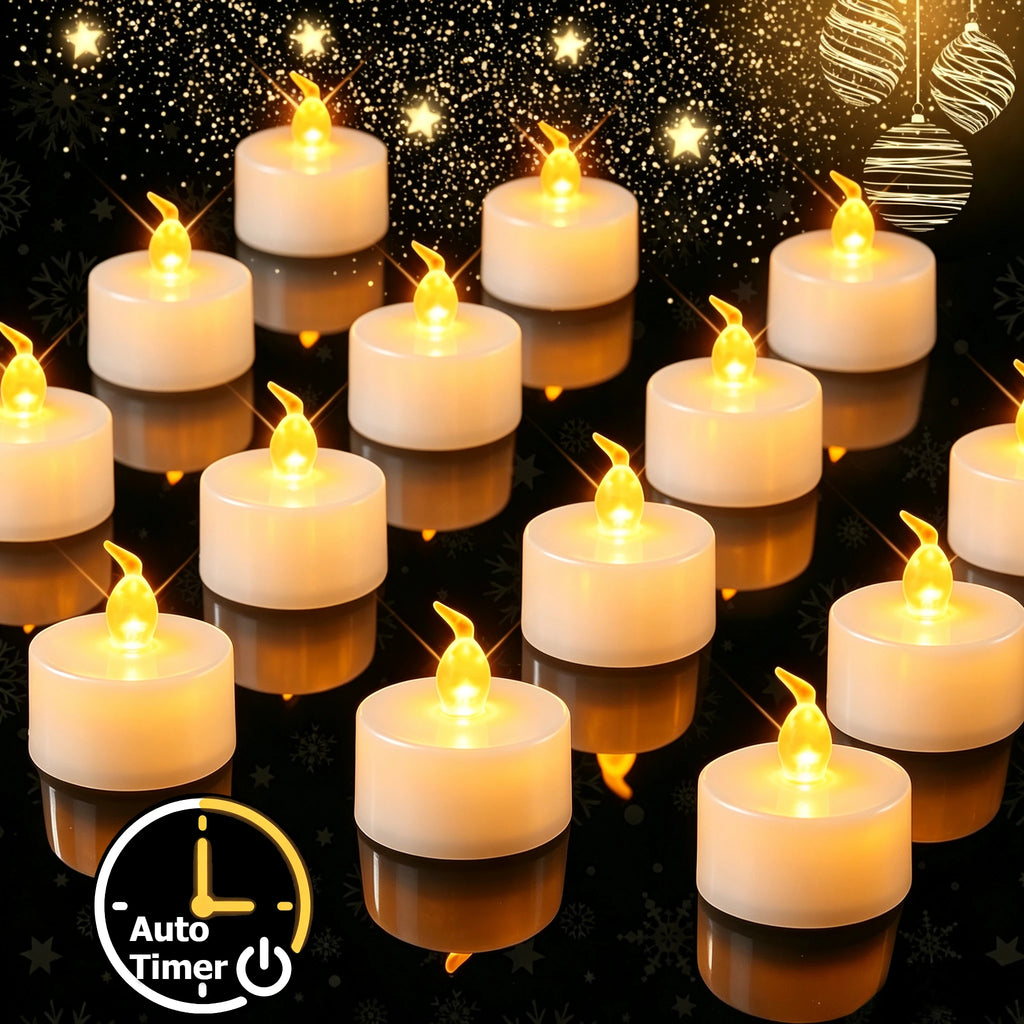Flameless LED Tea Light Candles with 6H Auto Timer | 24H Cycle