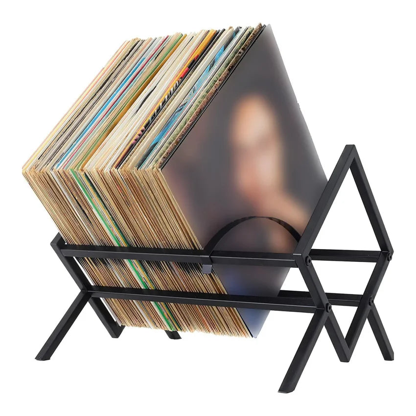 Metal Record & Magazine Storage Rack – Display Stand Organizer