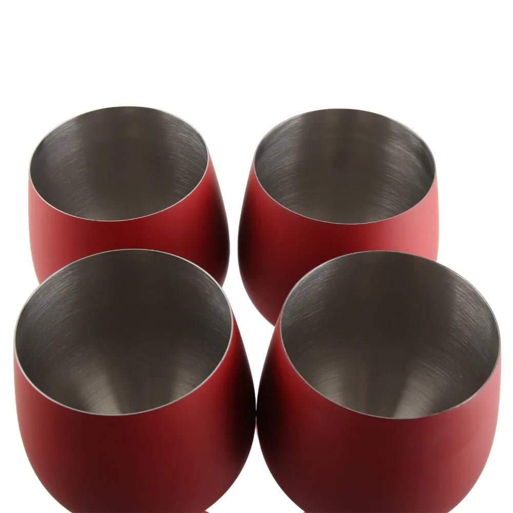 4-Pack Stainless Steel Stemmed Goblet Cocktail Cups 550ml