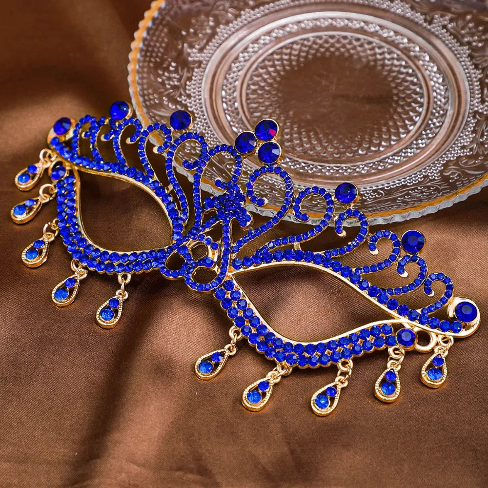 Luxury Rhinestone Masquerade Half Face Mask for Women