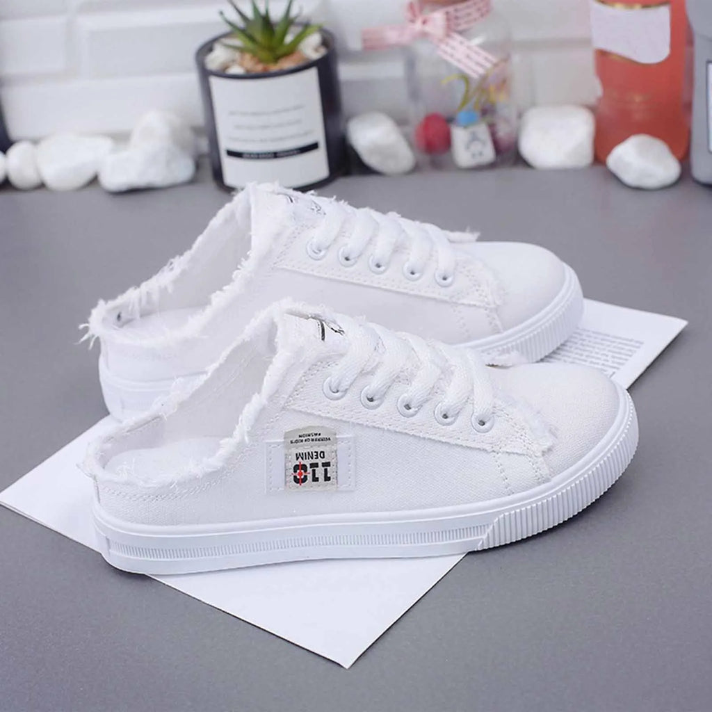 Women's Canvas Slip-On Flat Sneakers – Breathable & Anti-Slip