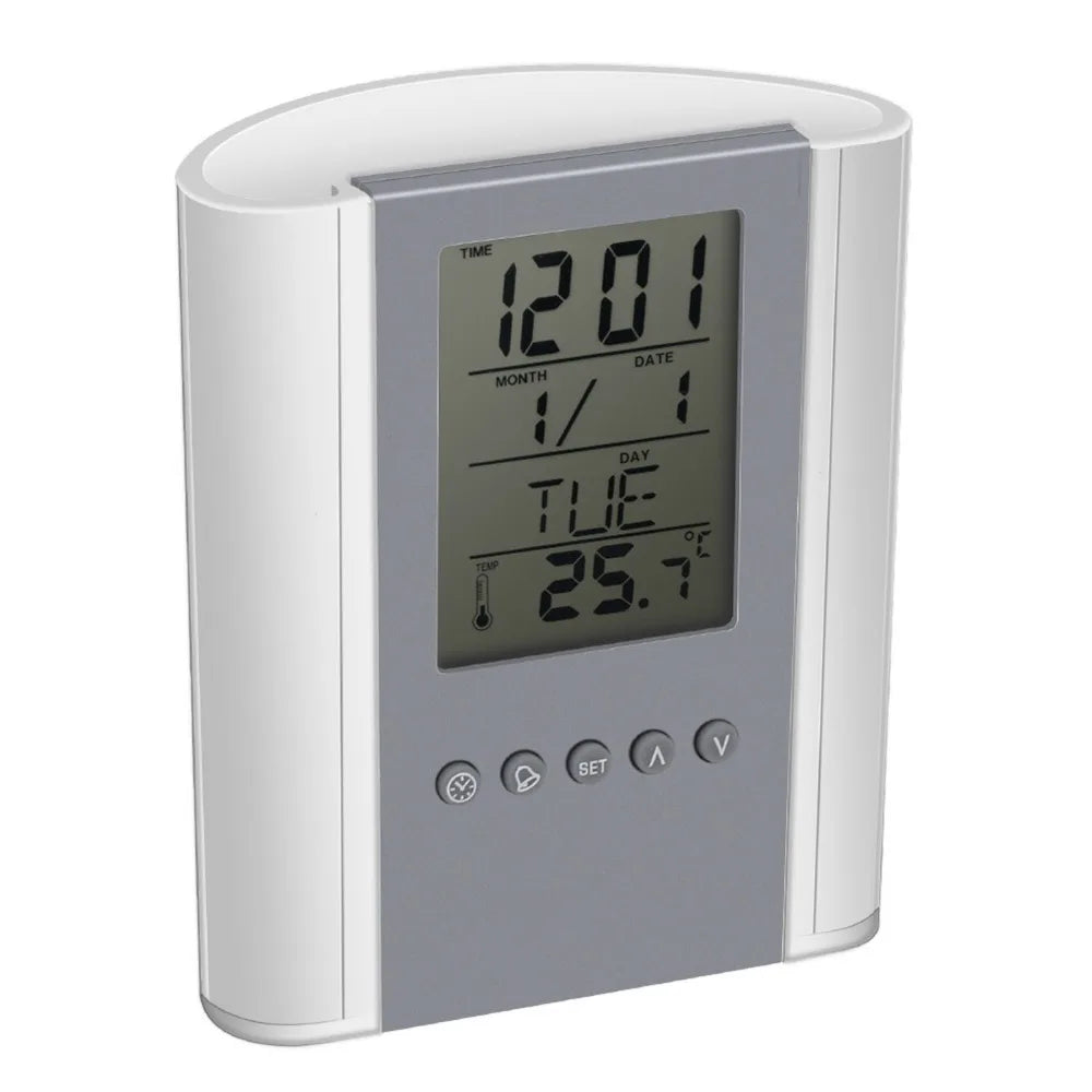 Digital Alarm Clock Pen Holder with Temperature & Calendar