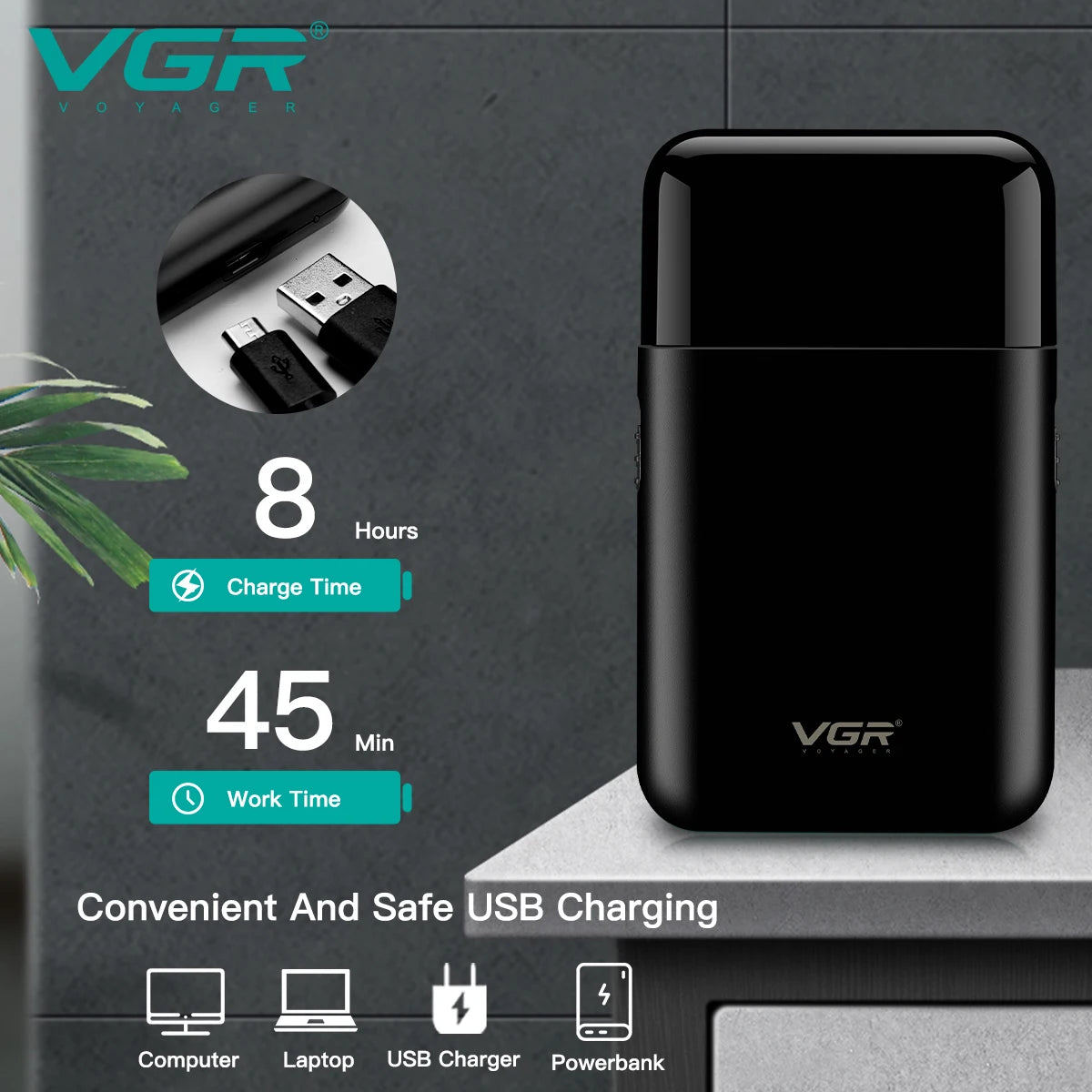VGR V-390 Mini Electric Shaver & Beard Trimmer for Men