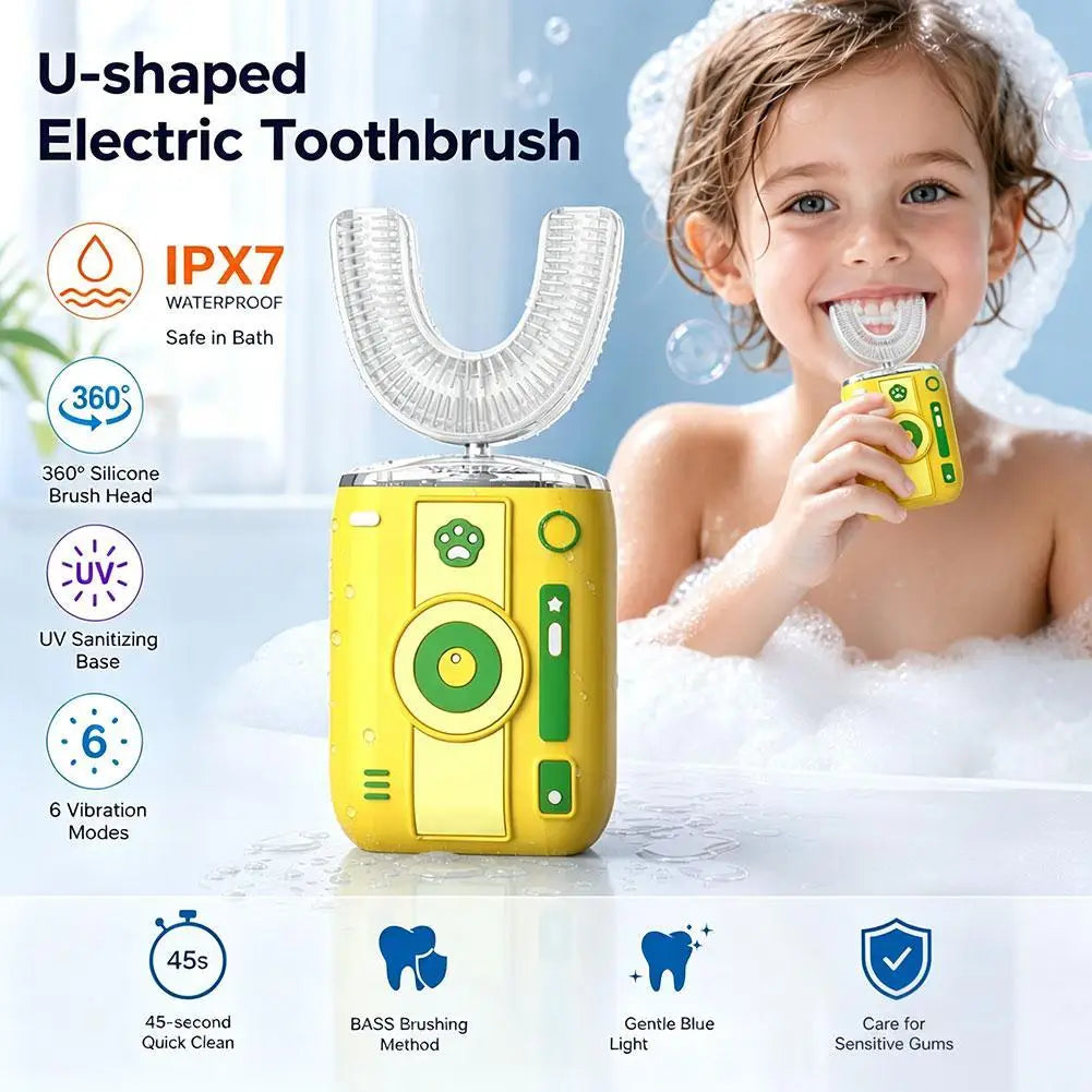 U-Shaped Kids Electric Toothbrush | Silicone, USB Charging