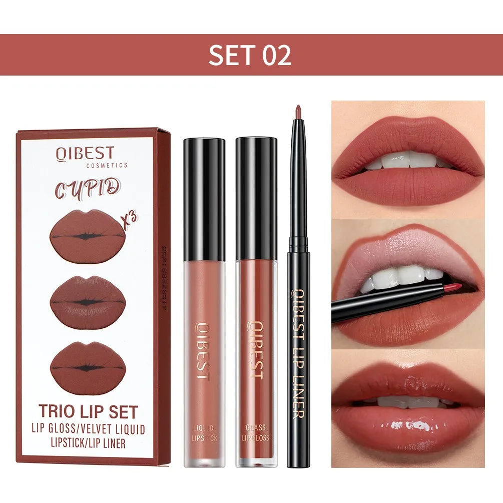 OREADEX 3-Pc Matte Liquid Lipstick & Lip Liner Set – Long Lasting