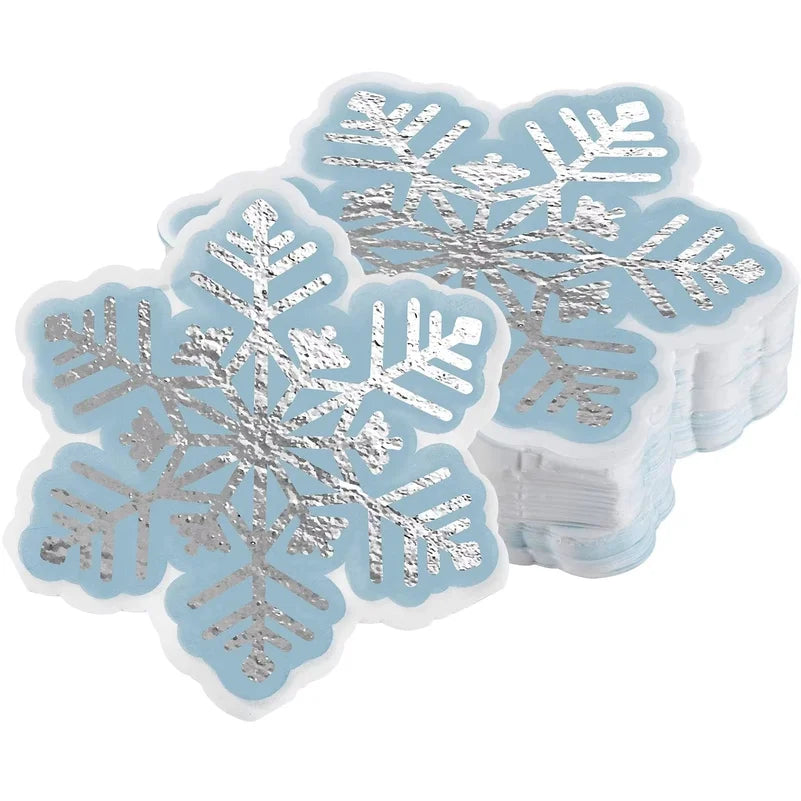 Snowflake Paper Napkins Silver Blue Winter Party 40-100Pcs