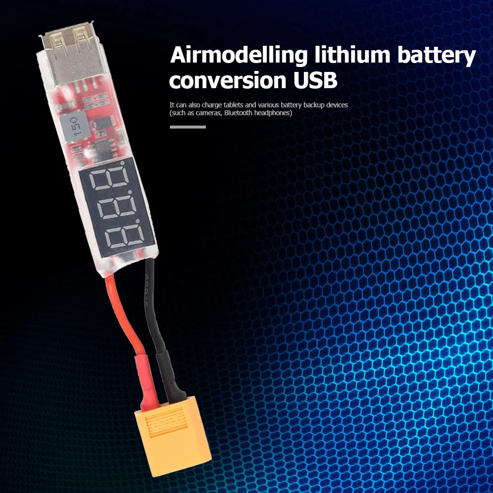USB 5V 2A LiPo Battery Converter Adapter 2S-6S XT60 T Plug