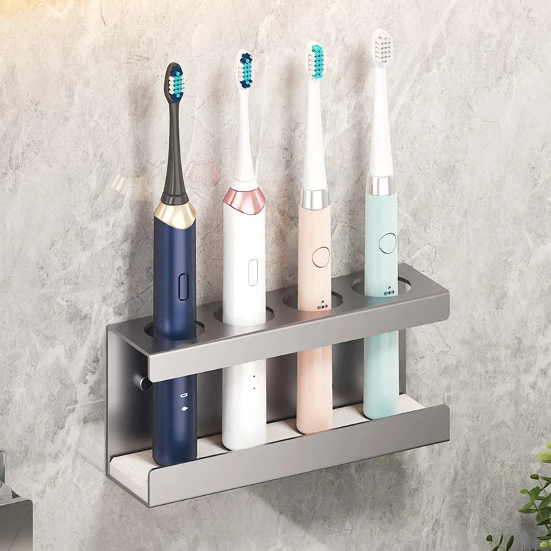 Wall-Mounted Stainless Steel Toothbrush Holder & Cup Organizer